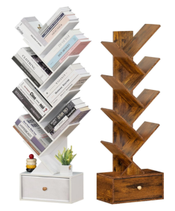 SHEEPAM 8 Tier Tree Bookshelf with Drawer